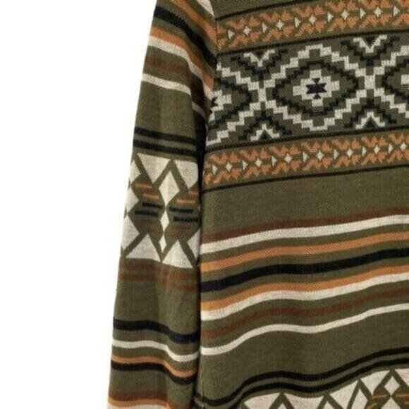 Allison Brittney Southwestern Aztec Long Cardigan Sweater Drape Open Front - Picture 8 of 9